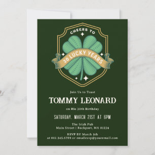 Convites Saúde para 30 anos Lucky Shamrock Aniversário