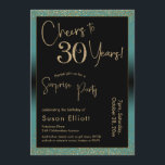 Convites Saúde para 30 anos Surpresa Festa de aniversário,<br><div class="desc">Usando duas fontes distintas, criei gráficos para seu anúncio e embelezei-os com um efeito de ouro falso-metálico para uma vibração festiva. Embora cada parte possa ser movida para se adequar às suas necessidades, o cabeçalho diz "Saúde a 30 Anos!" e "Partido Surpresa". ("Surpresa" pode ser removida se a sua parte...</div>