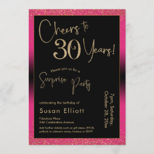 Convites Saúde para 30 anos Surpresa Festa de aniversário,