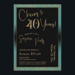 Convites Saúde para 40 anos Surpresa Festa de aniversário,<br><div class="desc">Usando duas fontes distintas, criei gráficos para seu anúncio e embelezei-os com um efeito de ouro falso-metálico para uma vibração festiva. Embora cada parte possa ser movida para se adequar às suas necessidades, o cabeçalho diz "Saúde a 40 Anos!" e "Partido Surpresa". ("Surpresa" pode ser removida se a sua parte...</div>
