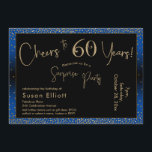 Convites Saúde para 60 anos Surpresa Aniversário Dourado e<br><div class="desc">Usando duas fontes distintas, criei gráficos para seu anúncio e embelezei-os com um efeito de ouro falso-metálico para uma vibração festiva. Embora cada parte possa ser movida para se adequar às suas necessidades, o cabeçalho diz "Saúde a 60 Anos!" e "Partido Surpresa". ("Surpresa" pode ser removida se a sua parte...</div>