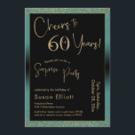 Convites Saúde para 60 anos Surpresa Festa de aniversário,<br><div class="desc">Usando duas fontes distintas, criei gráficos para seu anúncio e embelezei-os com um efeito de ouro falso-metálico para uma vibração festiva. Embora cada parte possa ser movida para se adequar às suas necessidades, o cabeçalho diz "Saúde a 60 Anos!" e "Partido Surpresa". ("Surpresa" pode ser removida se a sua parte...</div>