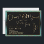 Convites Saúde para 60 anos Surpresa Nascimento e Dourado<br><div class="desc">Usando duas fontes distintas, criei gráficos para seu anúncio e embelezei-os com um efeito de ouro falso-metálico para uma vibração festiva. Embora cada parte possa ser movida para se adequar às suas necessidades, o cabeçalho diz "Saúde a 60 Anos!" e "Partido Surpresa". ("Surpresa" pode ser removida se a sua parte...</div>