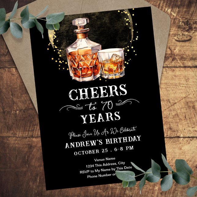Convites Saúde para 70 anos Aniversário do Whiskey Adult (Criador carregado)