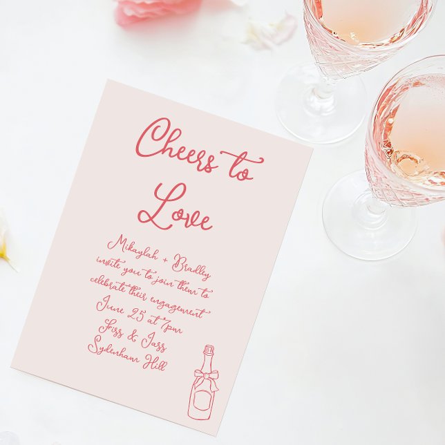 Convites Saúde para amar Noivado de champanhe desenhado à m (Criador carregado)