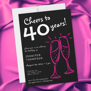 Convites Saúde por 40 Anos Aniversário Champanhe Rosa