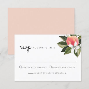 Convites Savana - Placa RSVP Floral Branco de Pêssego Águ