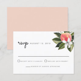 Convites Savana - Placa RSVP Floral Branco de Pêssego Água