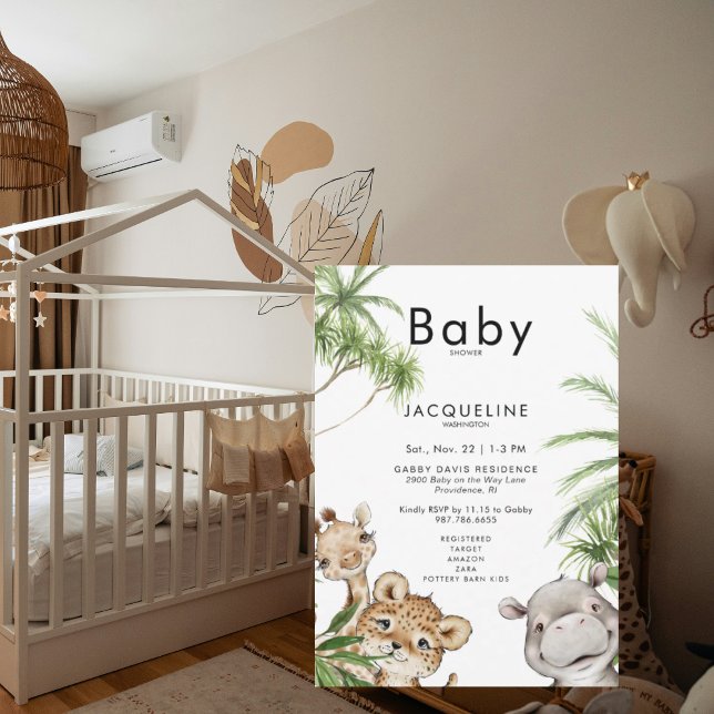 Convites Savannah Cute Baby Jungle Chá de fraldas (Criador carregado)