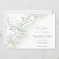 Savannah Georgia Mapa Elegante Sage Casamento Verd