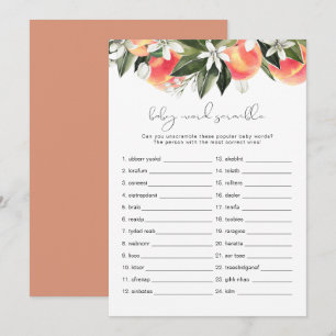 Convites SAVANNAH Peach Baby Word Scramble Chá de fraldas G