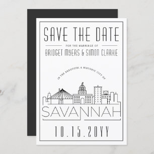 Convites Savannah Wedding Skyline Estilizado Salvar a Dat