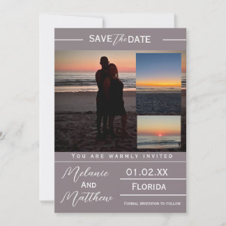 Convites Save the Date Beach Photo Collage