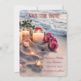 Convites Save the Date Beach Roses Candles