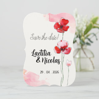 Convites Save the Date "Coquelicots"