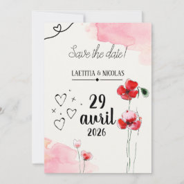 Convites Save the date "Coquelicots"