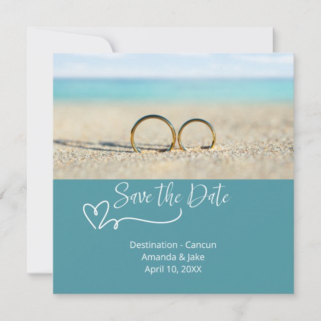 Convites Save the Date Destination Beach Wedding (Frente)