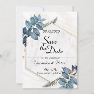 Convites Save the date dusty blue wedding 