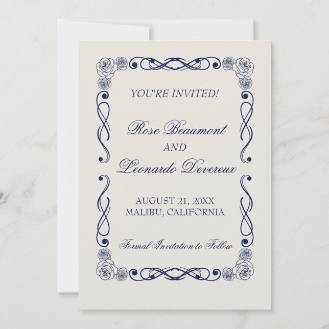 Convites Save the Date Editorial Moderno | Minimalista com  (Verso)