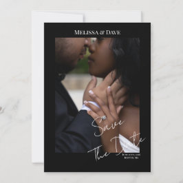 Convites Save The Date- Elegant Black background with photo