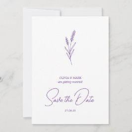 Convites save the date minimalist elegant writing lavender