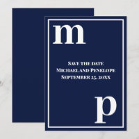 Save the Date Monograma Fofo Azul-Marinho Tendênci