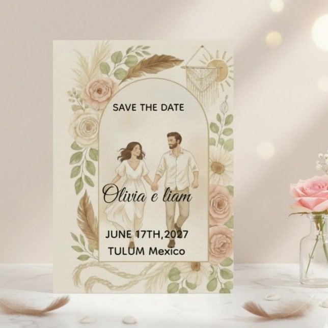 Convites Save the Date: Olivia & Liam (Criador carregado)