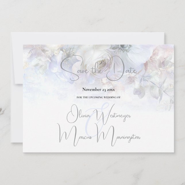 Convites Save the Date | Pastel Peonies Floral  (Frente)
