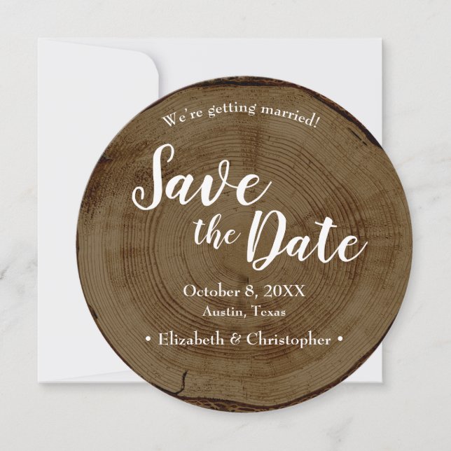Convites Save the date photo DARK Wood Rustic Wedding  (Frente)
