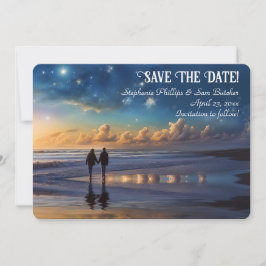 Convites Save the Date Romantic Couple on Beach
