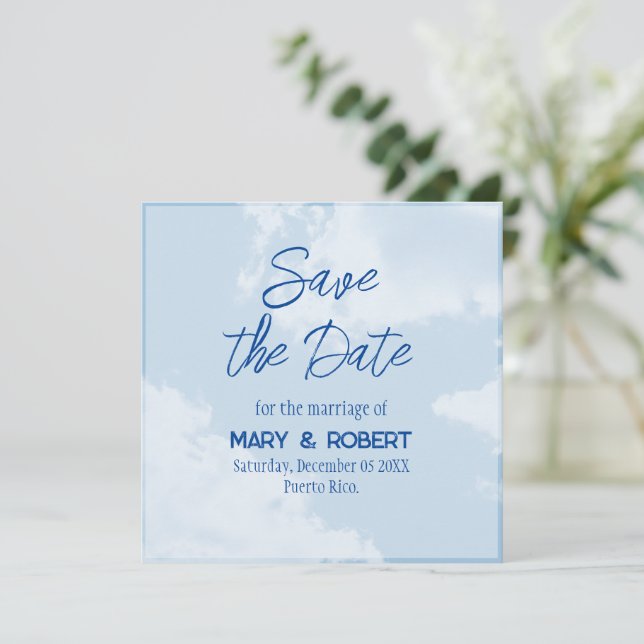 Convites Save the Date - Sky (Em pé/Frente)