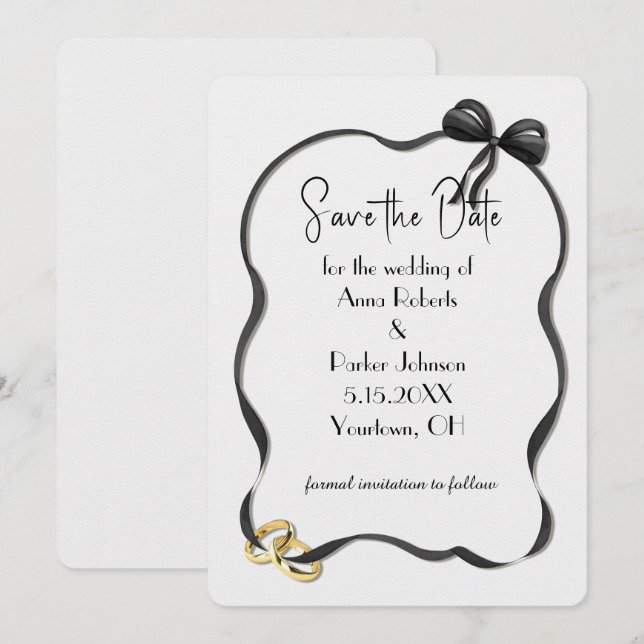 Convites Save the Date Wedding Frame On White (Frente/Verso)