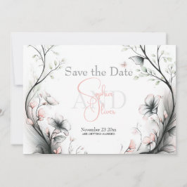 Convites Save the Date | Whimsical Delicate Blush Floral