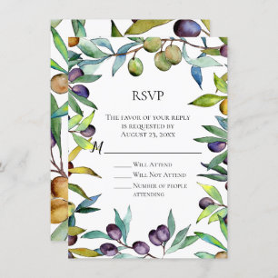Convites Savory Olives Tuscan Watercolor RSVP Reply