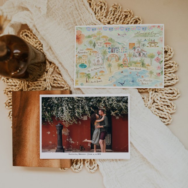 Convites Sayulita, México | Mapa de Itinerário de Casamento (Criador carregado)