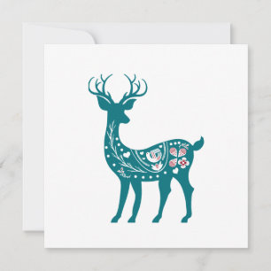 Convites Scandia De Natal Red E Blue Nordic Deer Scandia