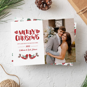 Convites Scandinavian Art Newlywed Holiday Photo Card