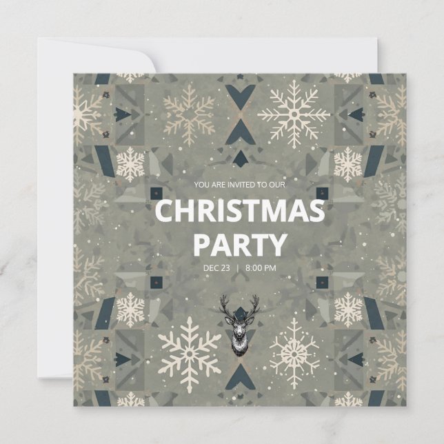 Convites Scandinavian Geometric Christmas Party Invitation (Frente)