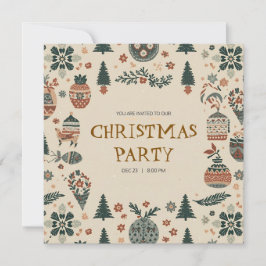 Convites Scandinavian Ornaments Christmas Party Invitation