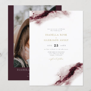 Convites SCARLETT   Boho Burgundy Casamento Dourado de Aqua