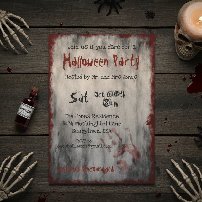 Convites Scarod Bloody Halloween Party (Criador carregado)