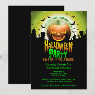 Convites Scary Pumpkin Graveyard Halloween Festa de Costume