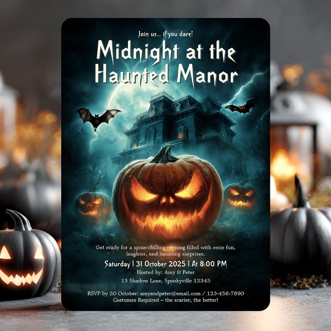 Convites Scary Spooky assombrado Festa de Halloween Adulto  (Scary Spooky Haunted House Adult Halloween Party Invitation)