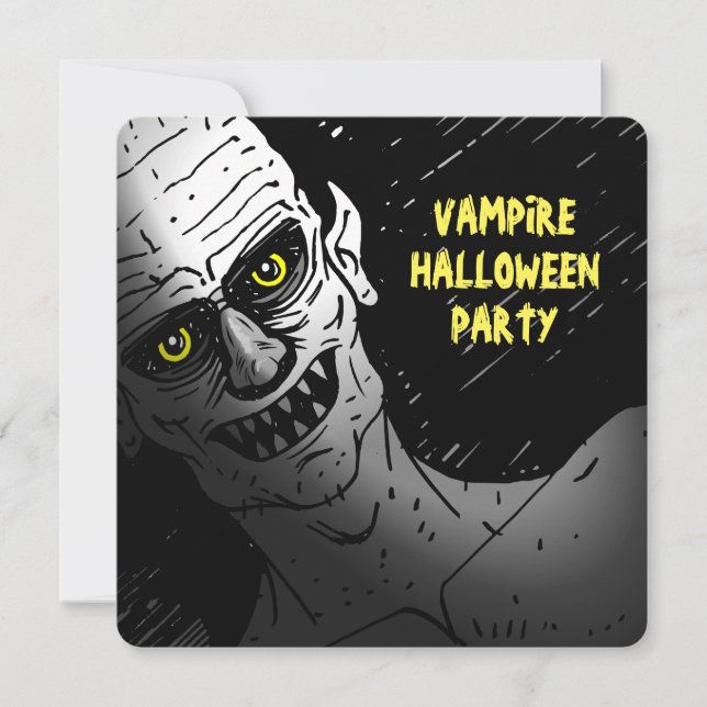 Convites Scary Vampire Halloween Party Invitation (Frente)