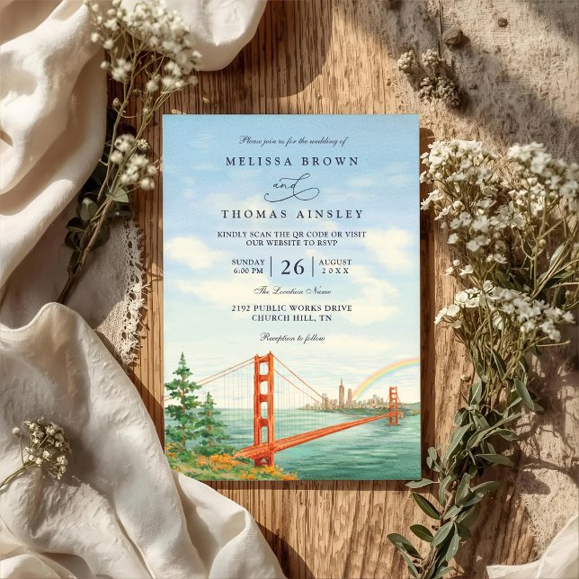 Convites Scenic San Francisco Destination QR Code Wedding (Criador carregado)
