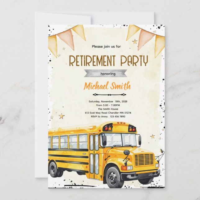 Convites School bus driver retirement invitation (Frente)