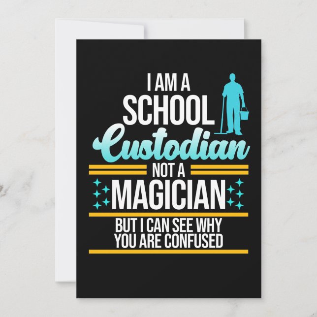 Convites School Custodian Magician Caretaker Janitor Graphi (Frente)