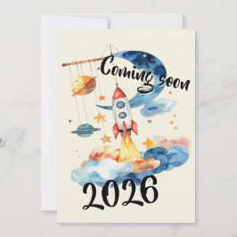 Convites Schwangerschaft verkünden 2026 Rakete Weltraum 