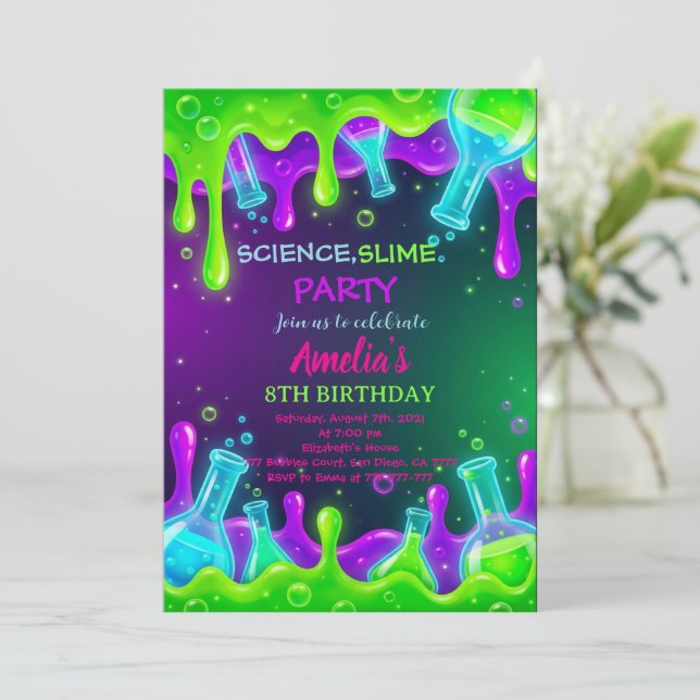 Convites Science Birthday Invitation Science Invite (Em pé/Frente)