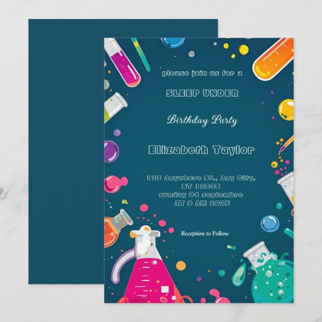 Convites Science Experiment Party Invitation – Fun Lab  (Frente/Verso)